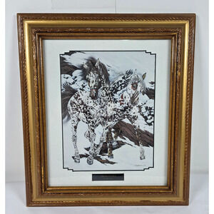 Judy Larson Crow Ponies Framed Horse Print Western Appaloosa Wall Art